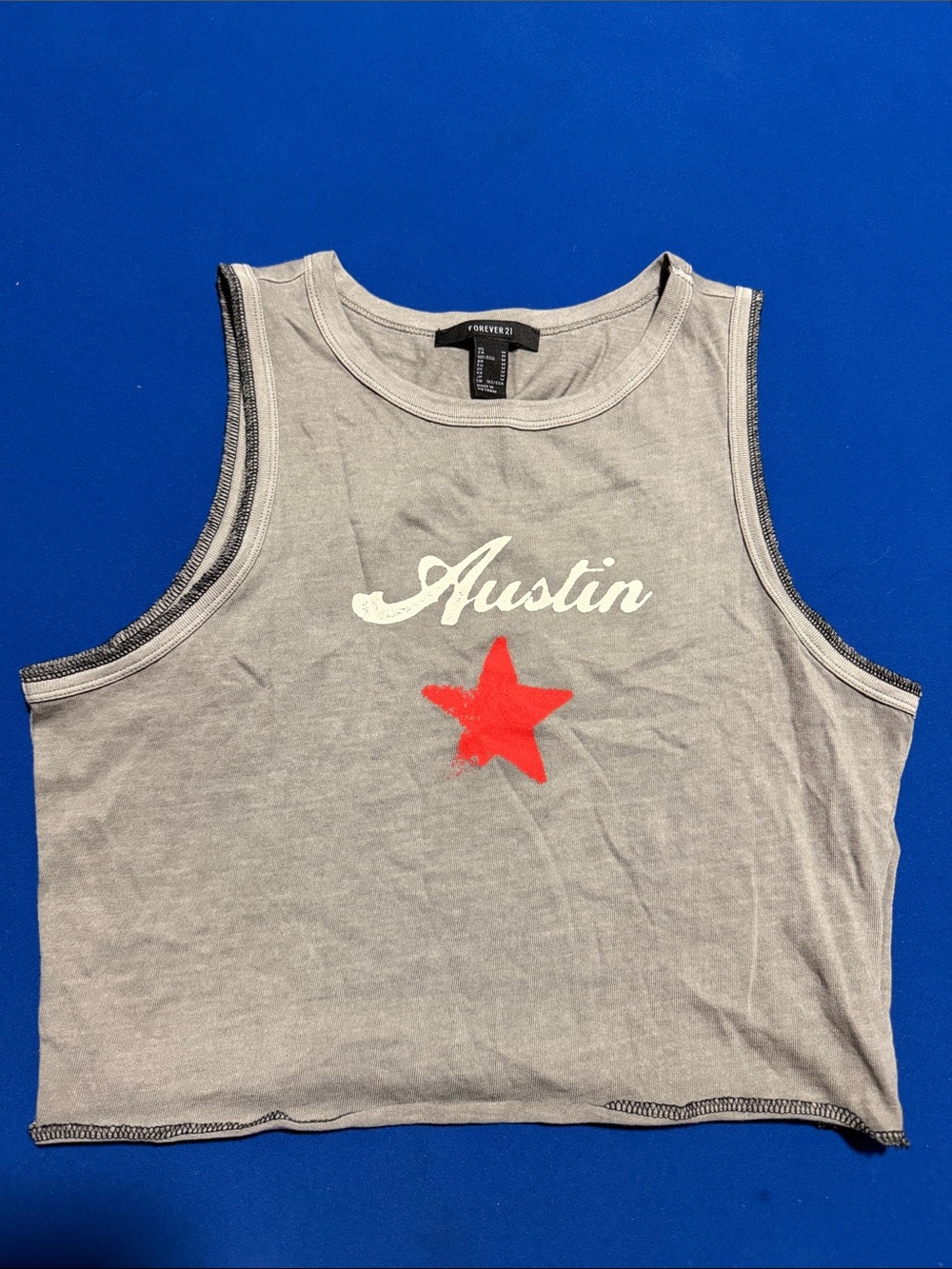 Forever 21 Gray Cropped Tank with Red Star
